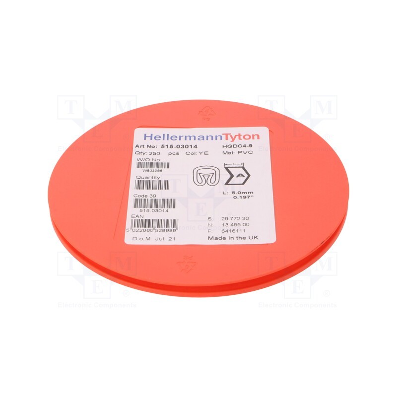 250 pcs x HELLERMANNTYTON - 515-03014 - Markers, Marking: A, 4÷9mm, PVC, yellow, -65÷105°C, leaded, HGDC4-9