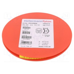 250 pcs x HELLERMANNTYTON - 515-03624 - Markers, Marking: 2, 4÷9mm, PVC, yellow, -65÷105°C, leaded, HGDC4-9