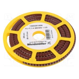 250 pcs x WEIDMu00dcLLER - CLI C 2-4 BR/WS 1 CD - Markers, Marking: 1, 4÷10mm, PVC, brown, -30÷80°C, leaded, CLI C