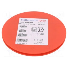 250 pcs x HELLERMANNTYTON - 515-03644 - Markers, Marking: 4, 4÷9mm, PVC, yellow, -65÷105°C, leaded, HGDC4-9