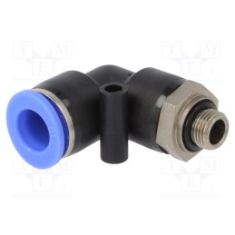 1 pcs x PNEUMAT-125.018-10 - Push-in fitting, angled, -0.95÷15bar, PBT, Thread: G 1/8', 0÷60°C