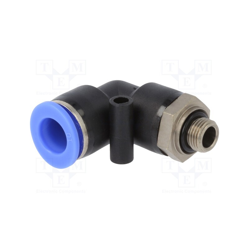 1 pcs x PNEUMAT-125.018-10 - Push-in fitting, angled, -0.95÷15bar, PBT, Thread: G 1/8', 0÷60°C