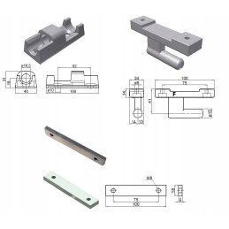 Aluminum side wall hinge L100, set with washers and screws