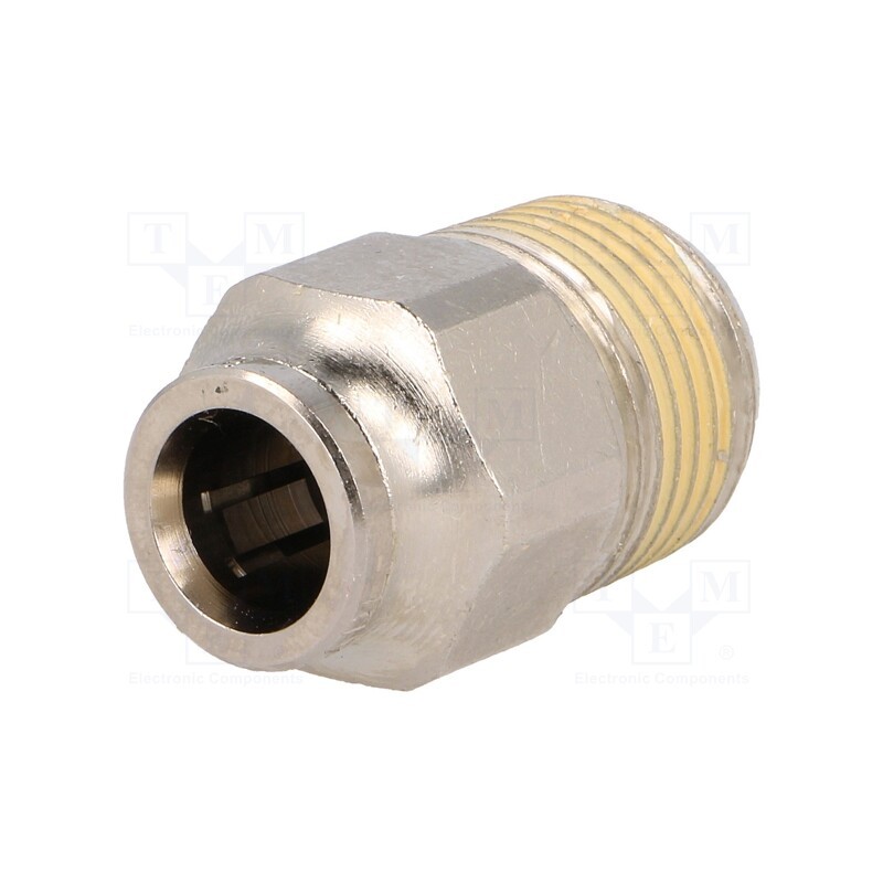 1 pcs x NORGREN HERION-101250838 - Push-in fitting, straight, nickel plated brass, Thread: BSP 3/8'