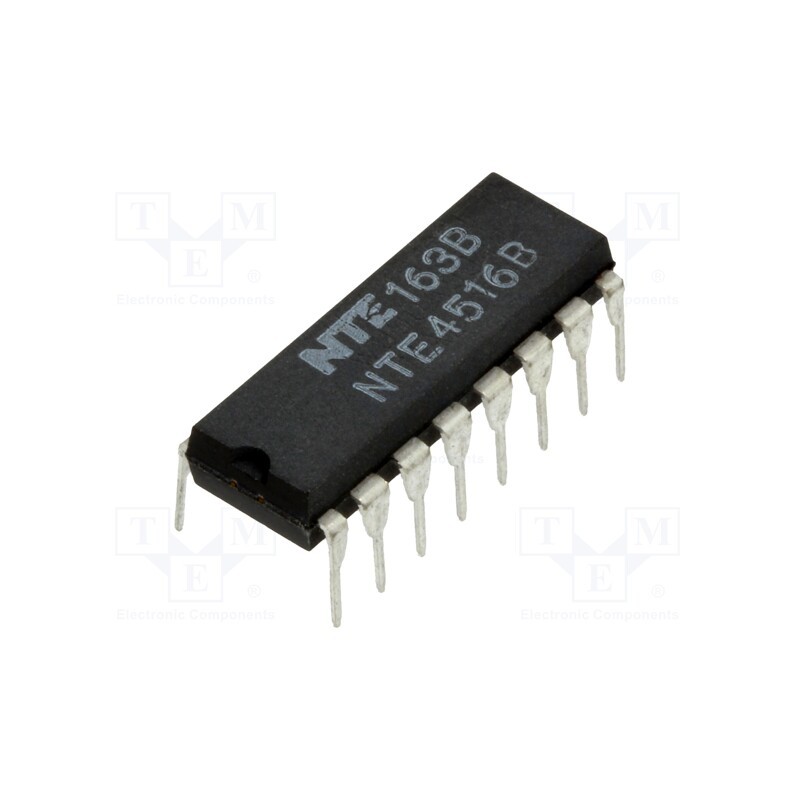 1 pcs x NTE Electronics - NTE4516B - IC: digital, binary up/down counter, Ch: 4, IN: 4, CMOS, THT, DIP16
