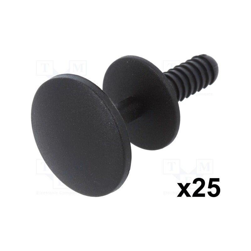 1 pcg x ROMIX - C10013 - Rivet, 25pcs, L: 18.4mm, polyamide, black, Ømount.hole: 6mm