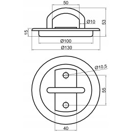 Round load securing handle, galvanized, diameter 130