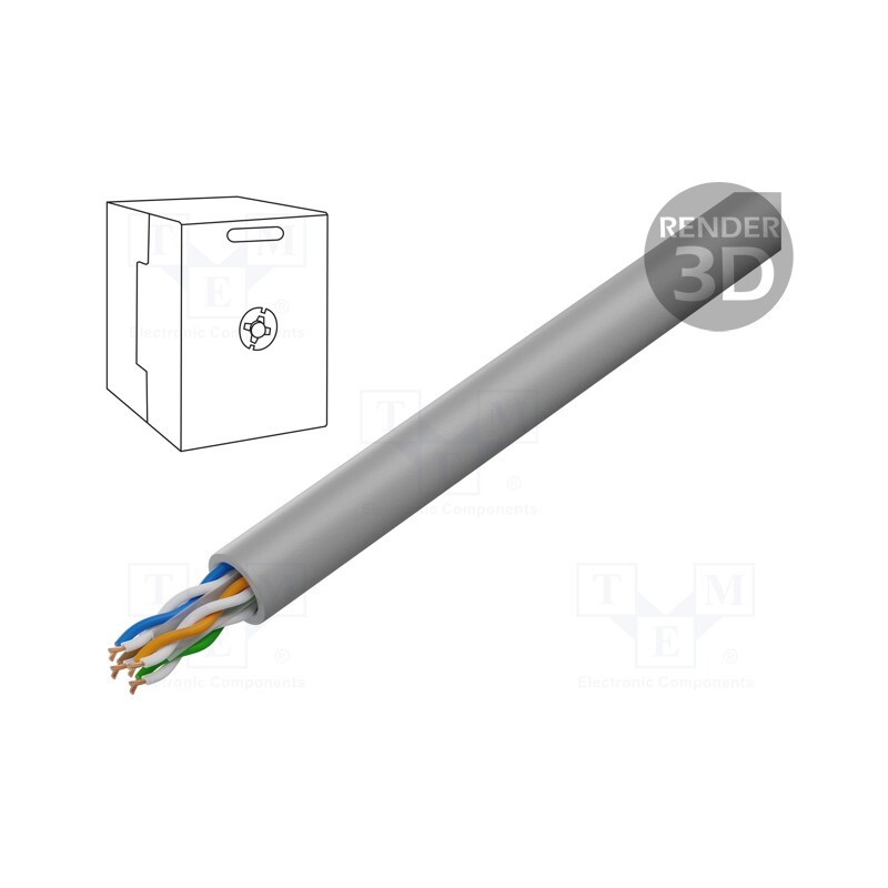 305 m x DIGITUS - DK-1613-P-305 - Wire, U/UTP, 4x2x26AWG, 6, stranded, Cu, LSZH, grey, 6.2mm