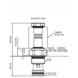 Rexroth 2-way solenoid valve nc 23 5mm g 3 4 d36 od153117a000000