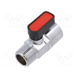 1 pcs x PNEUMAT-6310 1/2-1/2 - Mechanical ball valve, max.20bar, nickel plated brass, -20÷80°C