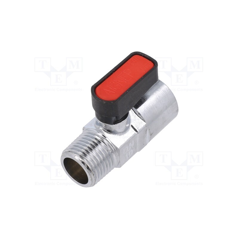 1 pcs x PNEUMAT-6310 1/2-1/2 - Mechanical ball valve, max.20bar, nickel plated brass, -20÷80°C