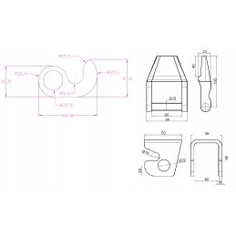 Lower hinge, lower side opening, fi22, set
