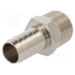 1 pcs x PNEUMAT-3040 12-3/8 - Push-in fitting, connector pipe, nickel plated brass, 12mm