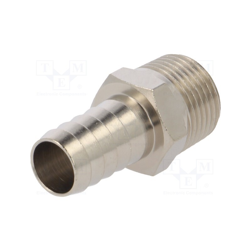 1 pcs x PNEUMAT-3040 12-3/8 - Push-in fitting, connector pipe, nickel plated brass, 12mm