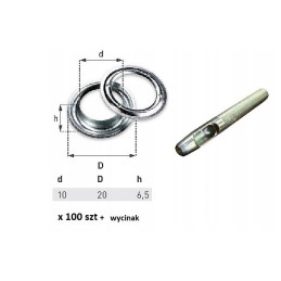 100 pcs of eyelets for the tarpaulin, fi10 cutter