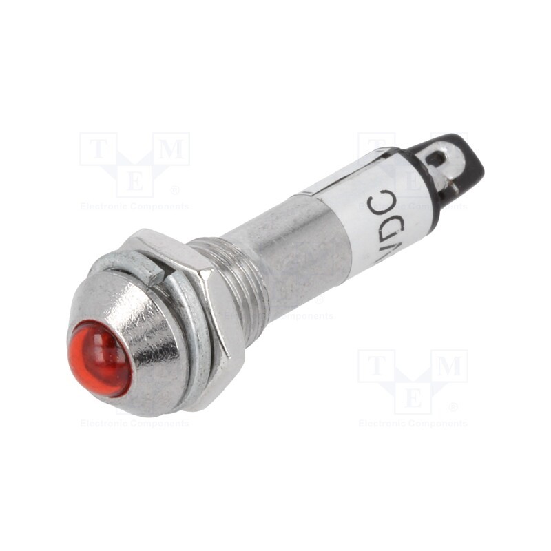 5 pcs x NINIGI - IND8-12R-A - Indicator: LED, prominent, red, 12VDC, Ø8.2mm, IP40, for soldering