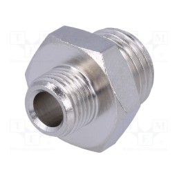 1 pcs x PNEUMAT-2030 3/8-1/2 - Nipple, reductive, nickel plated brass, Input thread: G 3/8'