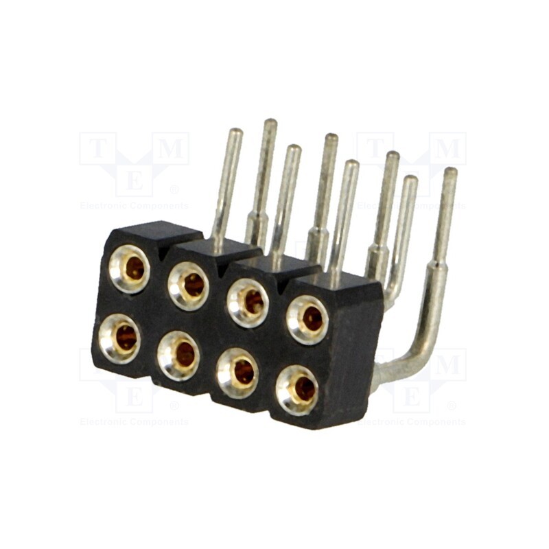 2 pcs x CONNFLY - DS1002-01-2*4R13 - Socket, pin strips, female, PIN: 8, turned contacts, angled 90°