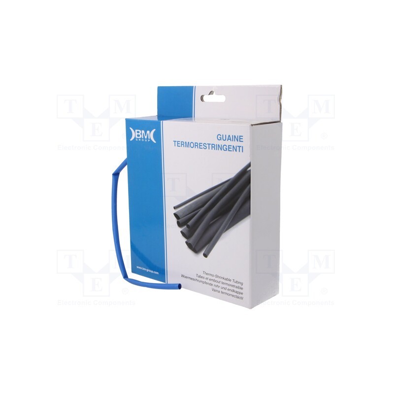 1 rol x BM GROUP - GBS048MBL - Heat shrink sleeve, glueless, 2: 1, 6.4mm, L: 10m, polyolefine