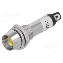 5 pcs x NINIGI - IND8-24Y-B - Indicator: LED, recessed, yellow, 24VDC, Ø8.2mm, IP40, metal