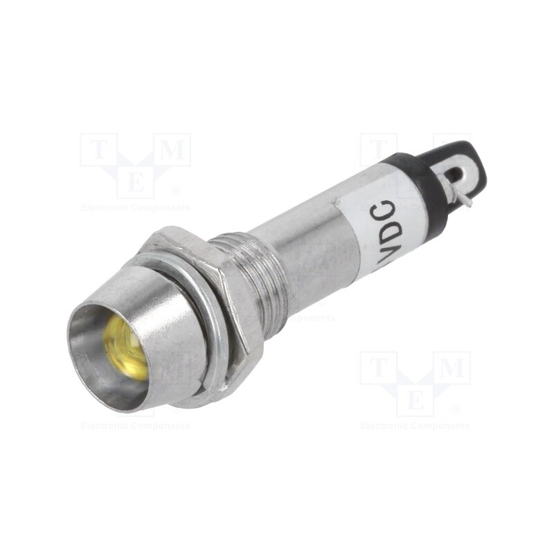 5 pcs x NINIGI - IND8-24Y-B - Indicator: LED, recessed, yellow, 24VDC, Ø8.2mm, IP40, metal