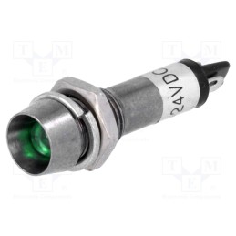 5 pcs x NINIGI - IND8-24G-B - Indicator: LED, recessed, green, 24VDC, Ø8.2mm, IP40, for soldering