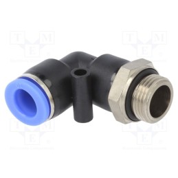 1 pcs x PNEUMAT-125.038-10 - Push-in fitting, angled, -0.95÷15bar, PBT, Thread: G 3/8', 0÷60°C