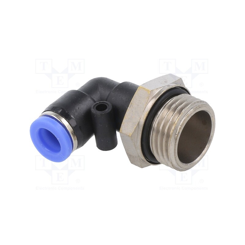 1 pcs x PNEUMAT-125.012-8 - Push-in fitting, angled, -0.95÷15bar, PBT, Thread: G 1/2', 0÷60°C