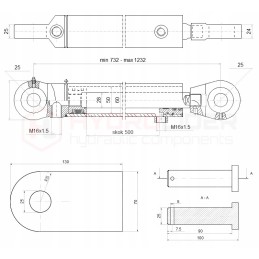 Hydraulic actuator 50 28 500 l 732 power hydrolider