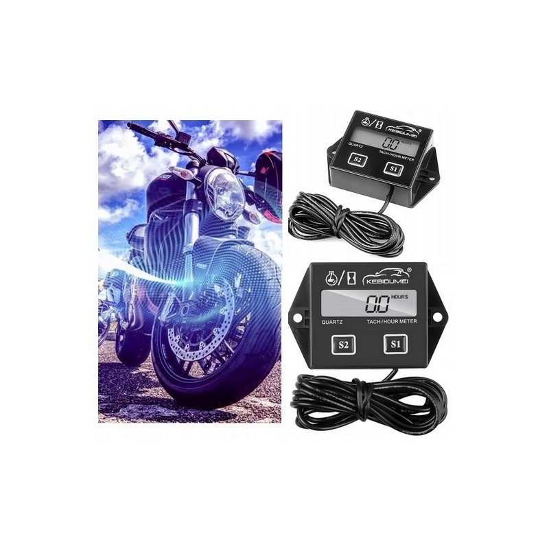 Hour meter with tachometer for excavator and tractor