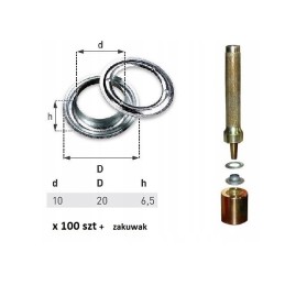 100 pcs of eyelets for the tarpaulin fi10 crimp