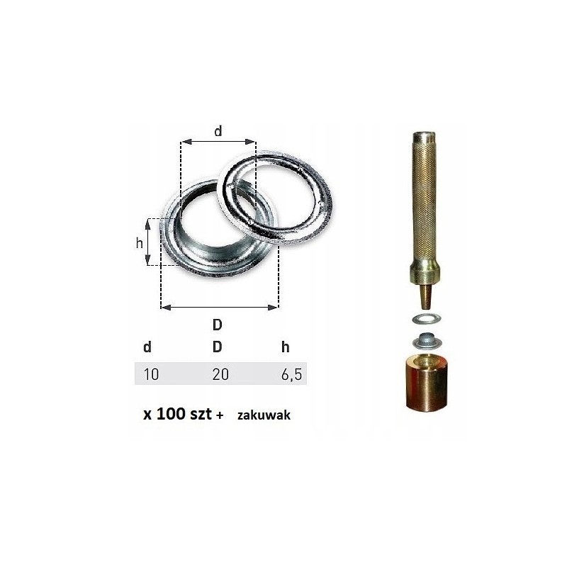 100 pcs of eyelets for the tarpaulin fi10 crimp