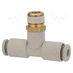 1 pcs x SMC-KQ2T06-M5A - Tee fitting, threaded,plug-in, -1÷10bar, brass,polypropylene
