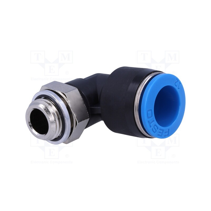1 pcs x FESTO-186351 - Push-in fitting, angled 90°, -0.95÷6bar, Gasket: NBR rubber, QS
