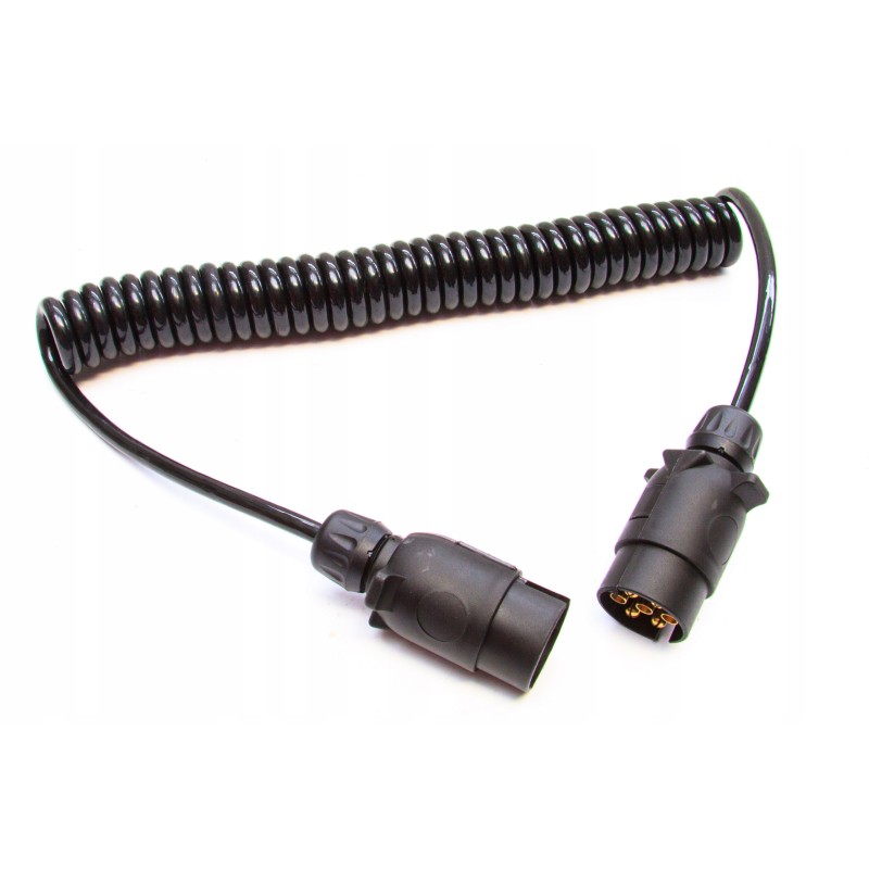 Spiral trailer electrical connector, 2 plugs, 4 m