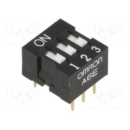 1 pcs x OMRON OCB - A6E-3101-N - Switch: DIP-SWITCH, Poles number: 3, ON-OFF, 0.025A/24VDC, Pos: 2