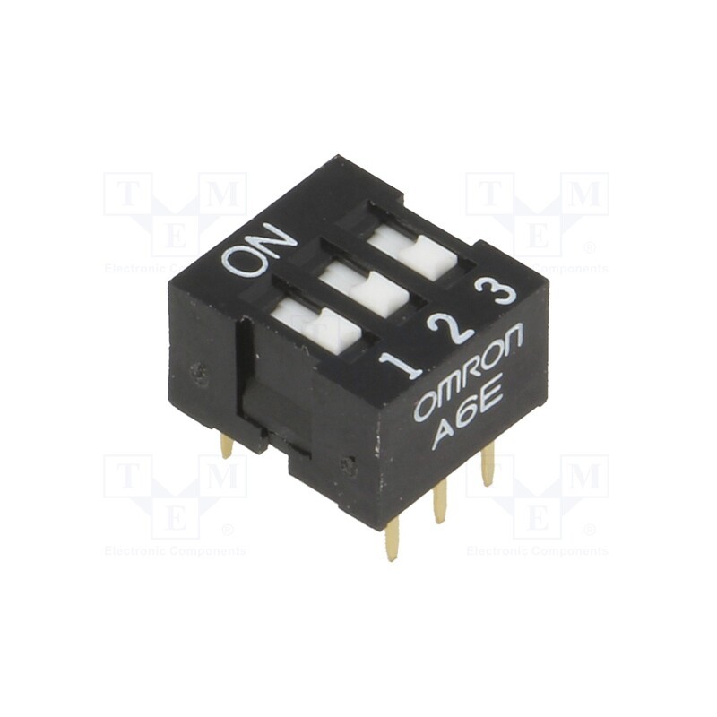 1 pcs x OMRON OCB - A6E-3101-N - Switch: DIP-SWITCH, Poles number: 3, ON-OFF, 0.025A/24VDC, Pos: 2