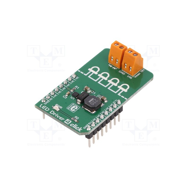 1 pcs x MIKROE - LED DRIVER 4 CLICK - Click board, LED driver, PWM, TPS61160A, prototype board, 5VDC