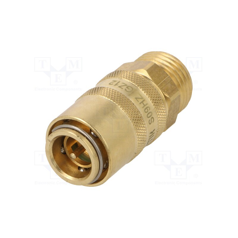 1 pcs x PNEUMAT-S09HZ GZ12 - Quick connection coupling, straight,with valve, max.15bar
