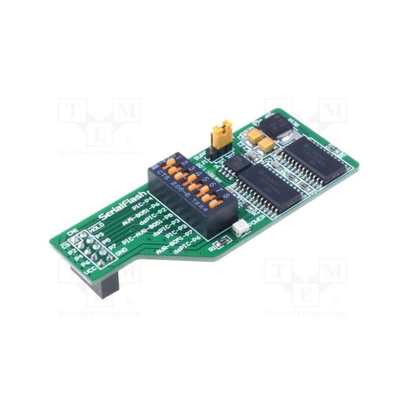 1 pcs x MIKROE - SERIALFLASH BOARD - Expansion board, IDC10, Interface: SPI, 256kBSRAM,1MBFLASH