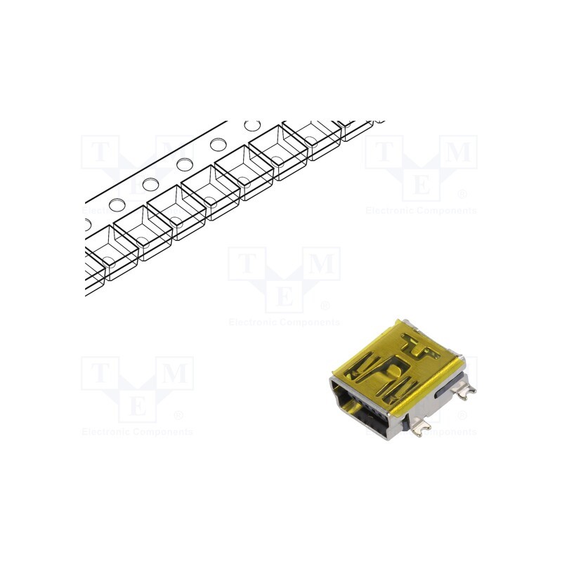 2 pcs x CONNFLY - DS1104-BN0SRS - Socket, USB B mini, SMT, PIN: 5, horizontal, tape, 750pcs.