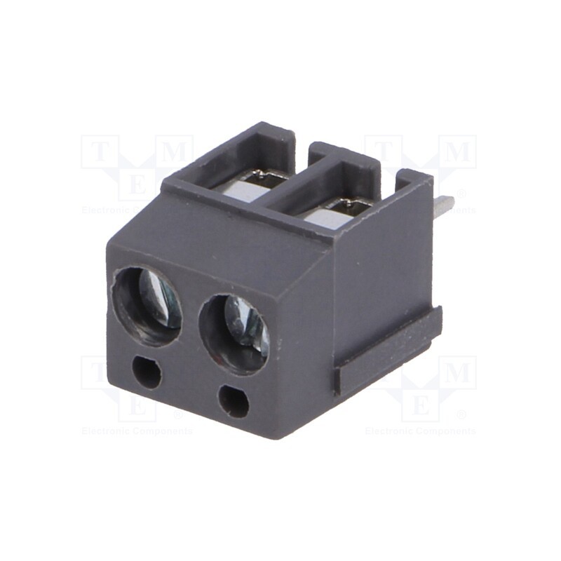 2 pcs x NINIGI - TB-5.0-P-2P1-GY - PCB terminal block, angled 90°, 5mm, ways: 2, on PCBs, 2.5mm2, 16A
