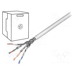 305 m x Goobay - 95696 - Wire, S/FTP, 4x2x23AWG, 6, solid, CCA, PVC, grey, 305m, Øcable: 6.3mm