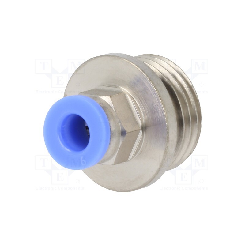 1 pcs x PNEUMAT-122.012-6 - Push-in fitting, straight, -0.95÷15bar, nickel plated brass