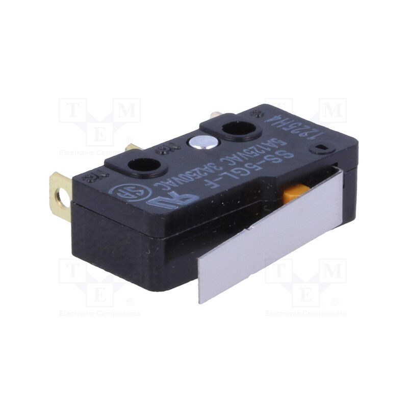1 pcs x OMRON OCB - SS-5GL-F - Microswitch SNAP ACTION, 5A/250VAC, with lever, SPDT, ON-(ON)