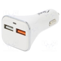 1 pcs x AKYGA - AK-CH-08 - USB power supply, USB A socket x2, Sup.volt: 12÷24VDC, white