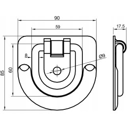Load securing bracket, galvanized, 90x85, 1 hole