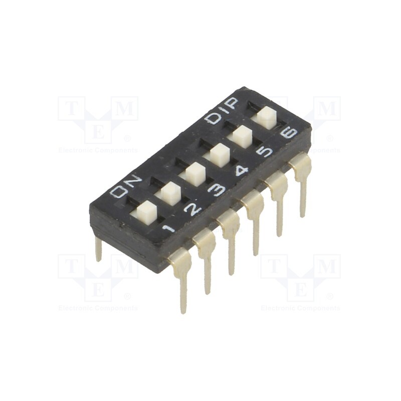 1 pcs x DIPTRONICS - NDI-06H-V - Switch: DIP-SWITCH, Poles number: 6, ON-OFF, 0.1A/24VDC, Pos: 2