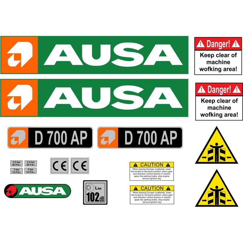 Ausa d 700 ap stickers laminated dump truck d700 ap