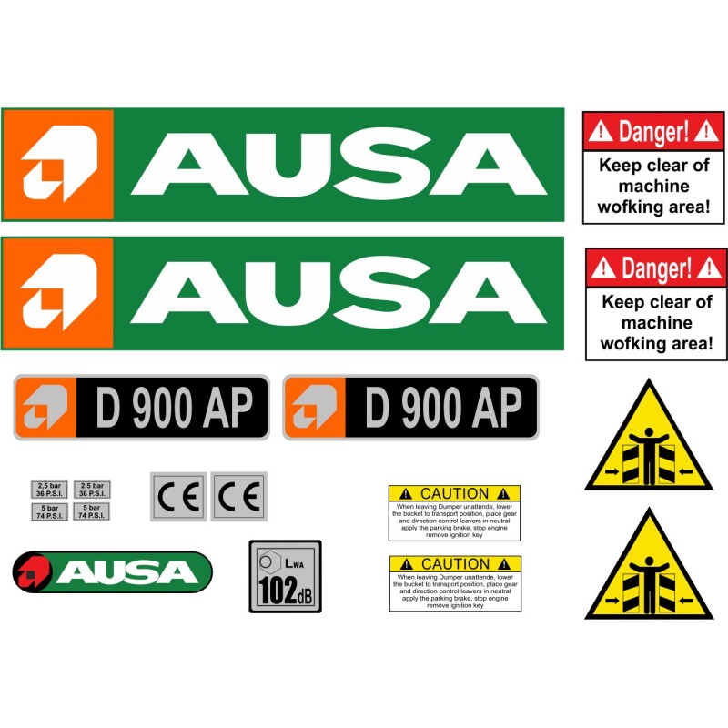 Ausa d 900 ap stickers laminated dump truck d900ap